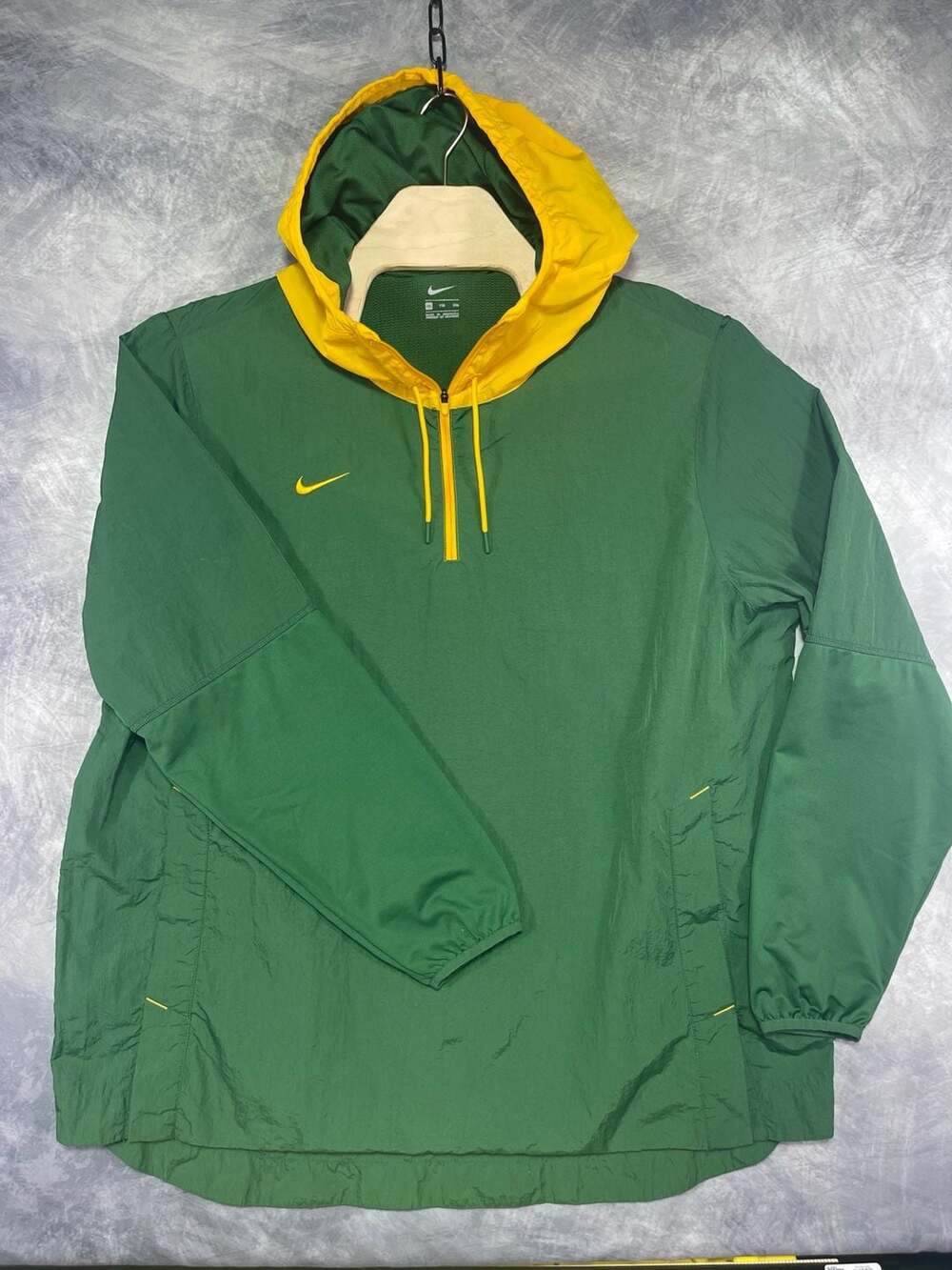 Nike Green And Yellow 1/4-Zip Hooded Jacket Size XXL